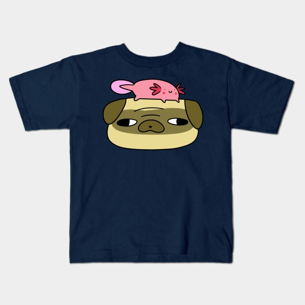 Pug Face and Axolotl Kids T-Shirt by saradaboru